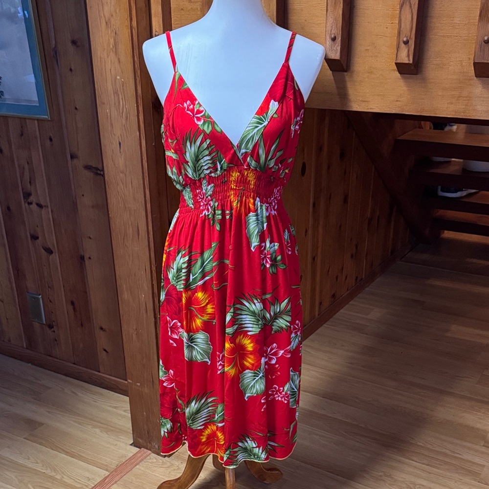 Aloha Fashion Hawaiian dress one size small medium large luau Red Dress
